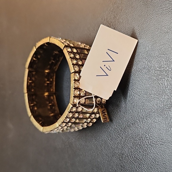 NWT ViVl Genuine Crystal Silvertone Stretch Bracelet - Picture 7 of 7